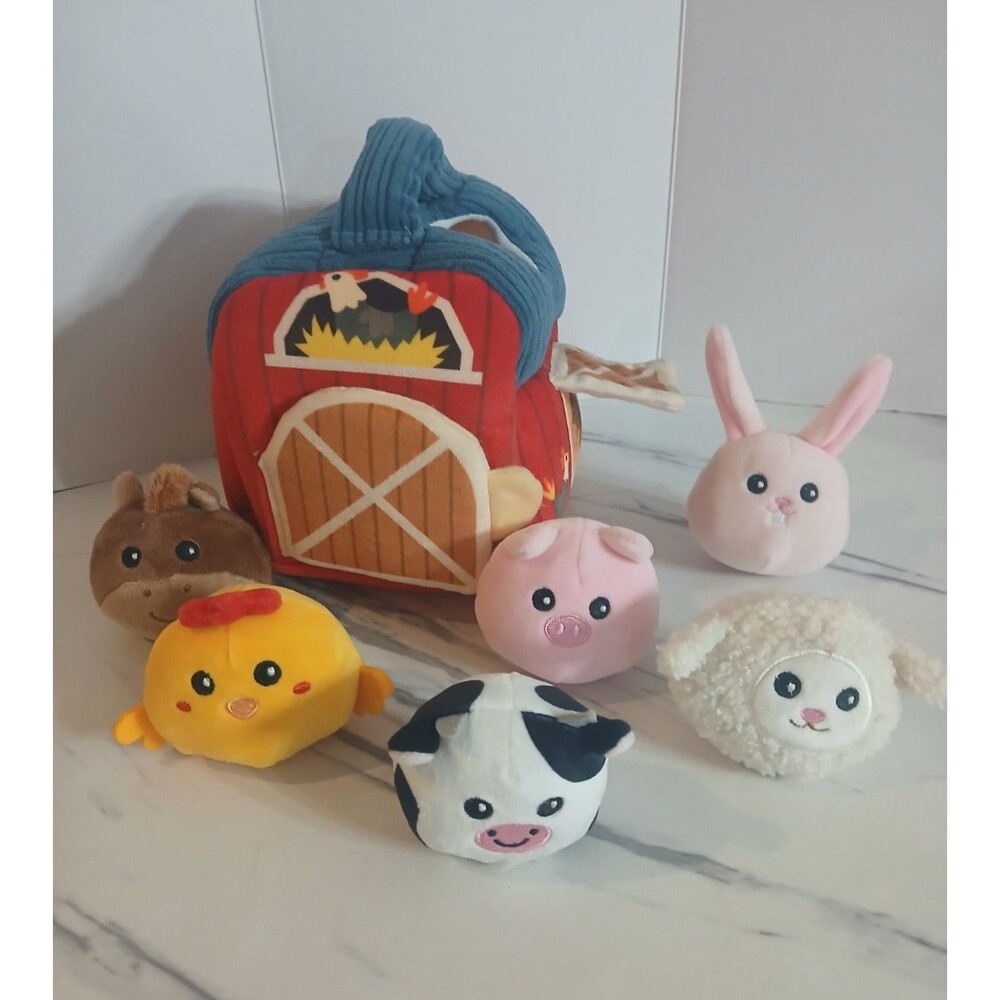 Hahaland Plush Barn Playset 1st  Animal Farm Set for Babies 6M+